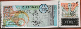 Billet De Loterie Nationale Belgique 1985 38e Tranche Du Vendredi 13 - 18-9-1985 - Biglietti Della Lotteria