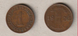 00787) Deutschland, 1 Reichspfennig 1924 G - 1 Rentenpfennig & 1 Reichspfennig