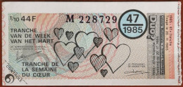 Billet De Loterie Nationale Belgique 1985 47e Tranche De La Semaine Du Cœur - 20-11-1985 - Biglietti Della Lotteria