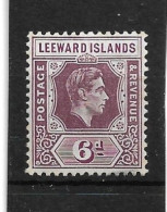 LEEWARD ISLANDS 1938 6d DEEP DULL PURPLE SG 109 LIGHTLY MOUNTED MINT Cat £35 - Leeward  Islands