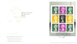 GREAT BRITAIN  - 2007, FDC OF THE MACHIN DEFINITIVES FORTIETH ANNIVERSARY STAMPS SHEET INCLUDING PRESENTATION CARD - Brieven En Documenten