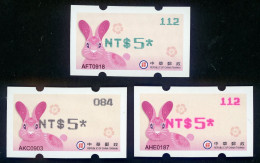 2023 Taiwan R.O.CHINA - ATM Frama - Bountiful Rabbit  Green,Red & Black (3 Pieces) - Automatenmarken [ATM]