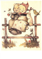 ILLUSTRATION, HUMMEL, NR. 62.1308, COQUETTES, CHILDREN, GIRLS, BIRD, SIGNED, POSTCARD - Hummel