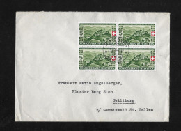 1944 STADT- UND LANDSCHAFTSBILDER ► Brief Von Aarau Nach Uetliburg Bei Gommiswald    ►SBK-B22 Im Viererblock◄ - Storia Postale
