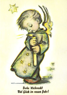 ILLUSTRATION, HUMMEL, ADVENT ANGEL WITH CANDLE, CHRISTMAS, NEW YEAR, SIGNED, POSTCARD - Hummel