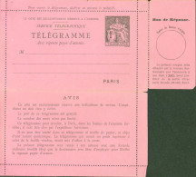 Entier Chaplain 1F Carte Lettre Rose Pneumatique Télégramme Avec Réponse Payée - Pneumatiques