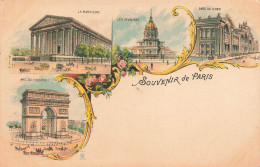 FRANCE -Souvenir De Paris - La Madeleine - Les Invalides - Gare Du Nord - Dos Non Divisé - Carte Postale Ancienne - Viste Panoramiche, Panorama