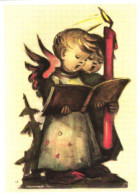 ILLUSTRATION, HUMMEL, NR. 62.1411, ANGEL DUET, CHILDREN, CANDLE, SINGING, SIGNED, POSTCARD - Hummel