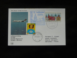 Lettre Premier Vol First Flight Cover Stuttgart -> Warsaw Poland Canadair Jet Lufthansa 1998 - Primeros Vuelos