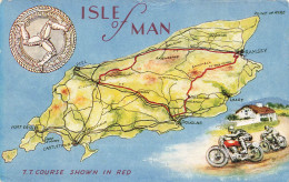TRANSPORT - Moto - Isle Of Man - TT Course Shown In Red - Carte Postale Ancienne - Motorfietsen