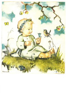 ILLUSTRATION, HUMMEL, NR. 5938, CHILD, BOY, BIRD, SIGNED, POSTCARD - Hummel