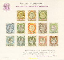 252111 MNH ANDORRA. Vegueria 1978 REEDICION DE LAS PRUEBAS DE SELLOS REALIZADAS POR M. HENRI DOUCHET EN 1910 - Episcopal Viguerie