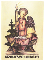 ILLUSTRATION, HUMMEL, NR. 62.1436, ANGELIC CARE, CHILDREN, ANGEL, BABY, CANDLE, CHRISTMAS, SIGNED, POSTCARD - Hummel