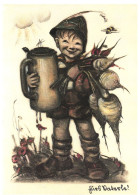 ILLUSTRATION, HUMMEL, NR. 62.1302, FOR FATHER, CHILD, BOY, WORKING, SIGNED, POSTCARD - Hummel