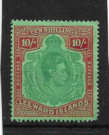 LEEWARD ISLANDS 1945 10s GREEN And RED/GREEN SG 113b ORDINARY PAPER MOUNTED MINT Cat £150 - Leeward  Islands