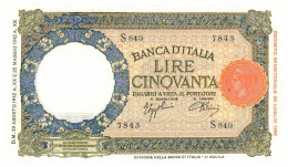 50 LIRE CAPRANESI LUPA CAPITOLINA M. STRETTO FASCIO L'AQUILA 28/08/1942 FDS-/FDS - Andere