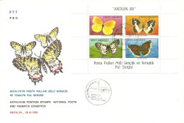 Turkey; FDC 1988 Philatelic Exhibition "Antalya 88", Butterflies - FDC