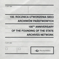 POLAND 2019 POLISH POST OFFICE LIMITED EDITION FOLDER: 100TH ANNIVERSARY POLISH STATE ARCHIVES NETWORK DOCUMENTS - Covers & Documents