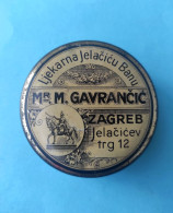 LJEKARNA JELAČIĆU BANU - Mr. M. GAVRANČIĆ, ZAGREB ... Croatia Vintage Tin Box * Pharmacy Pharmacie Apotheke Farmacia - Zinn