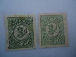 VICTORIA    2 USED STAMPS  STAMPS DUTY  DIFFERENT COLOURS - Autres & Non Classés