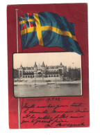 Suède - Saltsjobaden - Hotellet - Flag - Drapeau - Carte Postale Pour Bruxelles - Caché Bruxelles Arrivée - 1902 - Suède