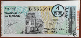 Billet De Loterie Nationale Belgique 1986 4e Tranche De La Maison - 22-1-1986 - Billetes De Lotería