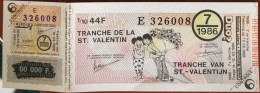 Billet De Loterie Nationale Belgique 1986 7e Tranche De La Saint Valentin - 12-2-1986 - Biglietti Della Lotteria