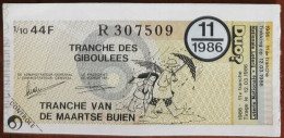 Billet De Loterie Nationale Belgique 1986 11e Tranche Des Giboulées - 12-3-1986 - Biglietti Della Lotteria