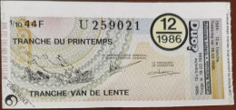 Billet De Loterie Nationale Belgique 1986 12e Tranche Du Printemps - 19-3-1986 - Billetes De Lotería