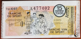 Billet De Loterie Nationale Belgique 1986 15e Tranche Du Sport - 9-4-1986 - Biglietti Della Lotteria