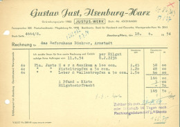 ILSENBURG Harz DDR 1954 Rechnung " JUSTUS-Werk Gustav Just Arzneimittelfabrik " - Droguerie & Parfumerie