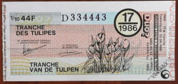 Billet De Loterie Nationale Belgique 1986 17e Tranche Des Tulipes - 23-4-1986 - Billetes De Lotería