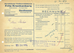 NORDHAUSEN DDR 1952 Rechnung " Fritz Krankenberg Reformbrote Pumpernickel Vollkornbäckerei " - Levensmiddelen