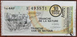 Billet De Loterie Nationale Belgique 1986 18e Tranche De La Nature - 30-4-1986 - Biglietti Della Lotteria