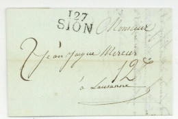 127 SION Suisse Pour Lausanne 1813 - 1792-1815: Dipartimenti Conquistati