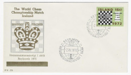 CHESS FDC Iceland 1972 Match Fischer-Spassky - Writing Under The Crown Crossed Out In Gold - Schaken