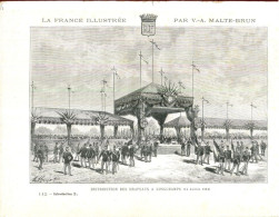 PARIS.GRAVURE DE LA FRANCE ILLUSTRÉE PAR MALTE-BRUN .DISTRIBUTION DES DRAPEAUX A LONGCHAMPS 14 JUILLET 1881. - Non Classés