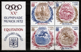 Monaco Mi 1045,1048 Olympische Zomerspelen 1972  Gestempeld Vierblok - Gebruikt