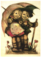 ILLUSTRATION, HUMMEL, SUNNY WEATHER, NR. 62.1287, CHILDREN, UMBRELLA, SIGNED, POSTCARD - Hummel