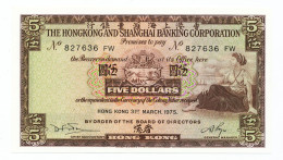 HONG KONG - 5 Dollars 31. 3. 1975. P181f, UNC (HK002) - Hongkong