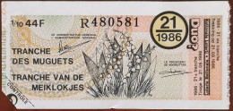 Billet De Loterie Nationale Belgique 1986 21e Tranche Des Muguets - 21-5-1986 - Billetes De Lotería