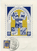 ALGERIE CARTE MAXIMUM DU N°256 ARMOIRIE DE LA VILLE D'ORAN AVEC OBLITERATION JOURNEE DU TIMBRE 11-3-1950 ORAN - Maximum Cards