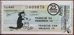 Billet De Loterie Nationale Belgique 1986 25e Tranche Du Vendredi 13 - 18-6-1986 - Biglietti Della Lotteria