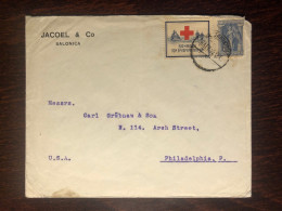 GREECE TRAVELLED COVER  LETTER TO USA 1925 YEAR GREEK RED CROSS  HEALTH MEDICINE - Storia Postale
