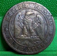 SECOND EMPIRE DIX CENTIMES 1862 K  BORDEAUX  NAPOLEON III TETE LAUREE - 10 Centimes