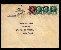 Envel  "express"   NANTES   1943  1,50f  Petain  Et 2 F Petain  X 3 - 1941-42 Pétain