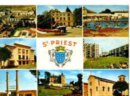 69 ST PRIEST Vue Generale Mairie Piscine Maison Du Peuple HLM Cordiere Stade Chateau Parc Eglise, Blason - Saint Priest