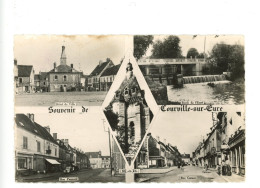 SOUVENIR DE COURVILLE SUR EURE MULTIVUES HOTEL DE VILLE BORDS DE L'EURE RUE PANNARD RUE CARNOT EGLISE 1954 - Courville