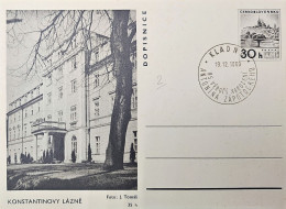 1969 The Beauty Of Czechoslovakia Konstantinovy Lazne Dopisnice Postal Stationery Card Tchécoslovaquie Ceskoslovensko - Hydrotherapy