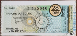 Billet De Loterie Nationale Belgique 1986 28e Tranche Du Soleil - 9-7-1986 - Biglietti Della Lotteria